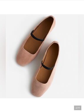 Madewell The Greta Ballet Flat in Pale Blush Pink and Black